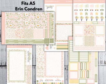 A5 MAY '24 GARDEN PARTY Monthly Sticker Kit for Erin Condren A5 LifePlanner | Month View | Dashboard | Notes Page