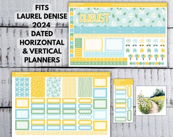 AUGUST '24 Fresh as a Daisy Sticker Kit for Laurel Denise 2024 Dated Horizontal and Vertical Planner Month View