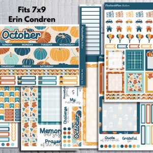 7x9 OCTOBER &#39;23 PUMPKINS Monthly Sticker Kit for EC LifePlanner | Month View | Dashboard | Notes Page