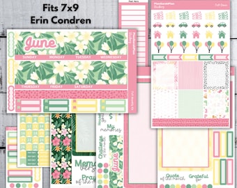 JUNE '24 TROPICAL GETAWAY Monthly Sticker Kit for Erin Condren 7x9  LifePlanner | Month View | Dashboard | Notes Page