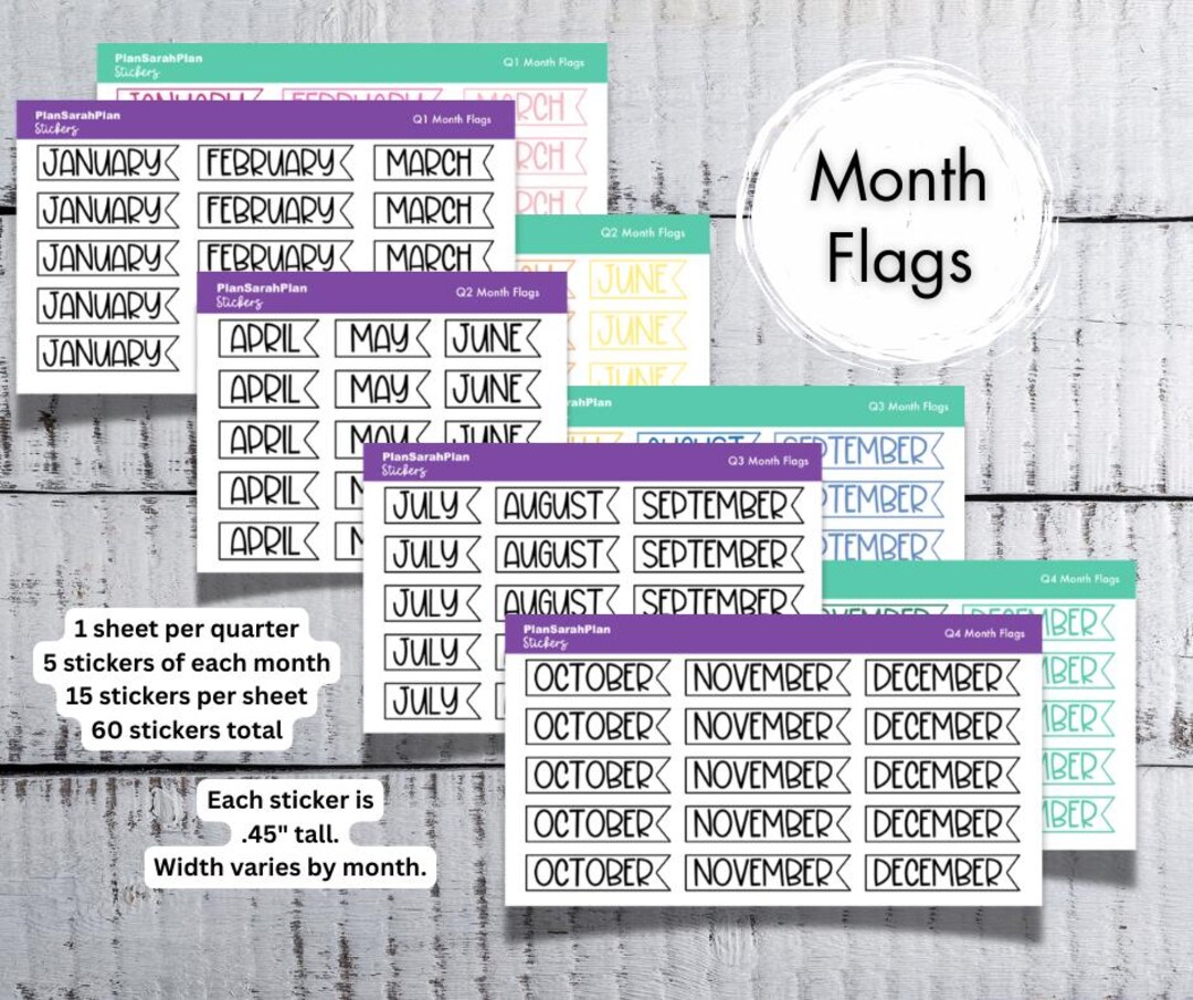 Mini Month Flags Stickers for Planners - Etsy