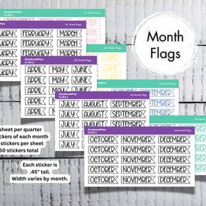 Mini Month Flags Stickers for Planners