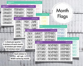 Mini Month Flags Stickers for Planners