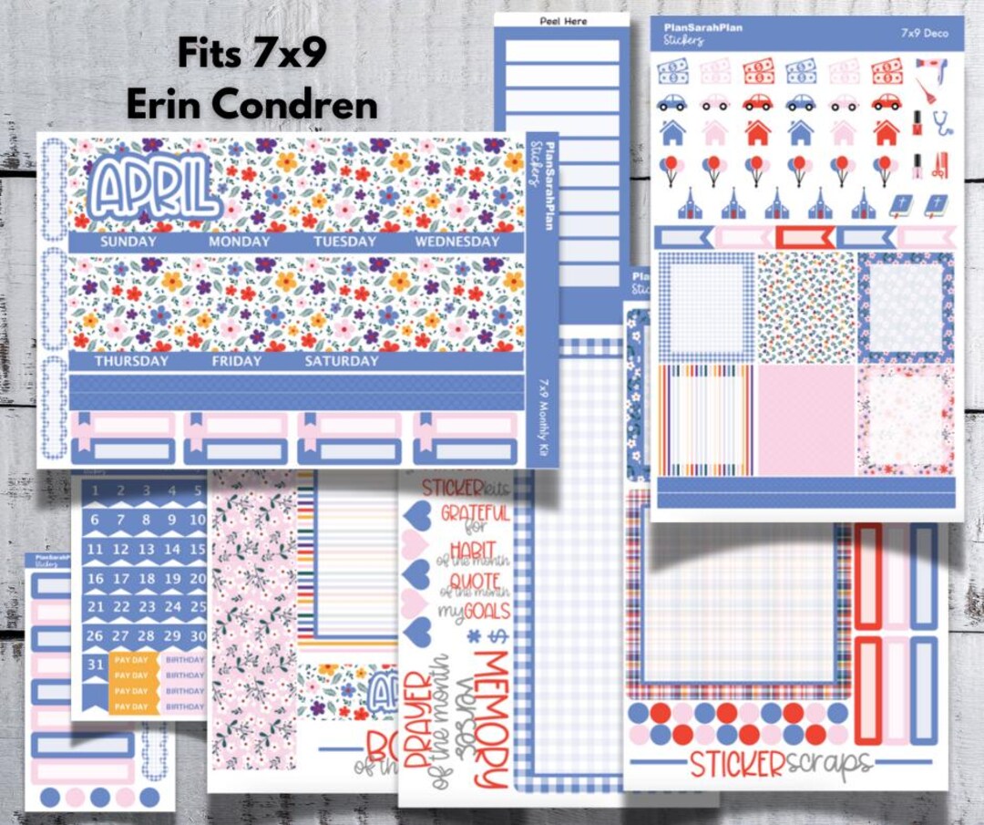 APRIL '25 SHOWERS BRING Flowers Monthly Sticker Kit for Erin Condren ...