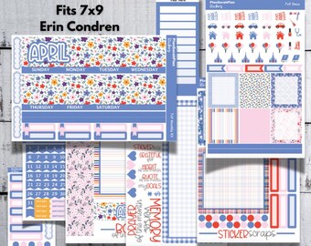APRIL '25 SHOWERS BRING Flowers Monthly Sticker Kit for Erin Condren 7x9 LifePlanner | Month View | Dashboard | Notes Page