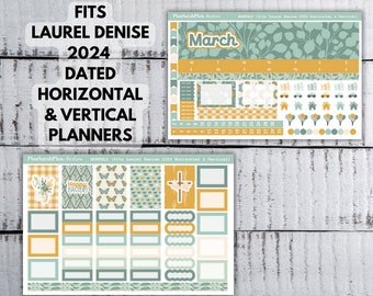 March Easter Greenery Sticker Kit for Laurel Denise 2024 Dated Horizontal and Vertical Planner Month View