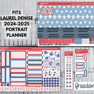 July 2024 Freedom Sticker Kit for Laurel Denise 2024-2025 PORTRAIT PLANNER Month View
