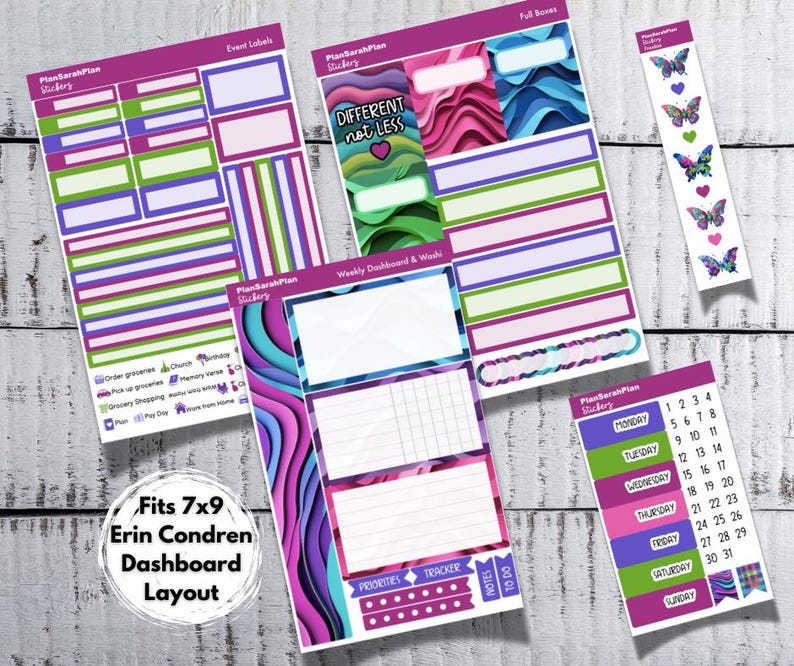 EC Dashboard DIFFERENT Not LESS Autism Awareness Weekly Sticker Kit for ...