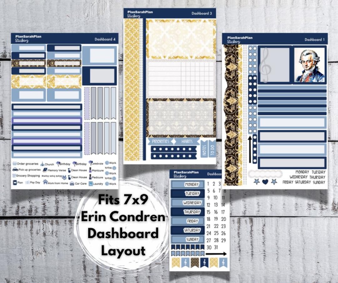EC Dashboard COMPOSERS Weekly Sticker Kit for Erin Condren 7x9 ...