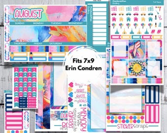 AUGUST '25 PATIO TIME Monthly Kit for Erin Condren 7x9 LifePlanner | Month View | Dashboard | Notes Page