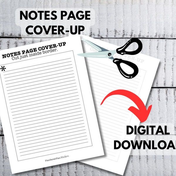 Notes Page Cover-Up for 7x9 Planners *DIGITAL DOWNLOAD*