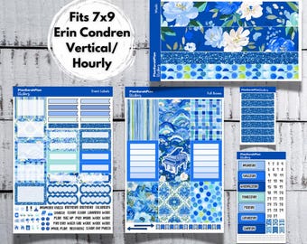 Vertical/Hourly LYRICAL LAPIS LAZULI Sticker Kit for Erin Condren 7x9 LifePlanner 2026