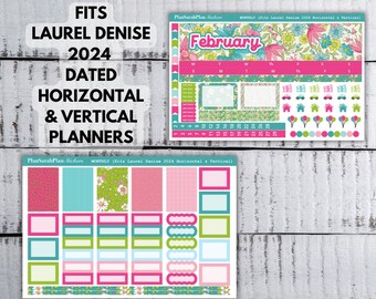 February '24 BOUQUET Monthly Sticker Kit for Laurel Denise 2024 Dated Horizontal and Vertical Planner Month View