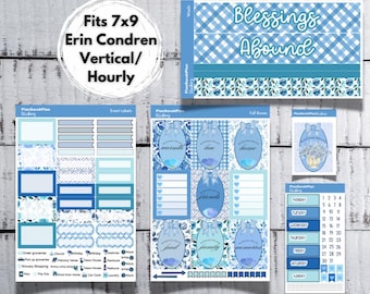 Vertical/Hourly BLESSINGS ABOUND Sticker Kit for Erin Condren 7x9 LifePlanner