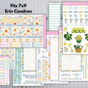 7x9 AUGUST &#39;23 GARDEN Monthly Sticker Kit for EC LifePlanner | Month View | Dashboard | Notes Page