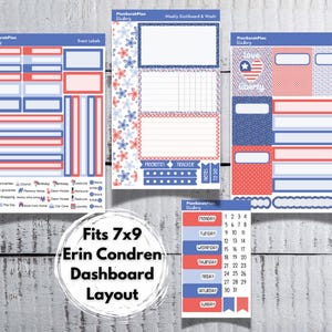 EC Dashboard LIBERTY Weekly Sticker Kit for Erin Condren 7x9 LifePlanner