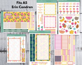 A5 JUNE '23 Hello Summer Monthly Sticker Kit for EC LifePlanner | Month View | Dashboard | Notes Page