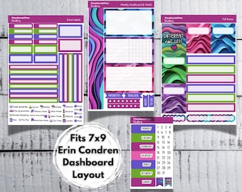 EC Dashboard DIFFERENT not LESS Autism Awareness Weekly Sticker Kit for Erin Condren 7x9 LifePlanner