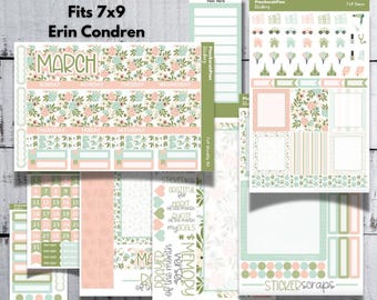 MARCH '25 SECRET GARDEN Kit for Erin Condren 7x9 LifePlanner | Month View | Dashboard | Notes Page