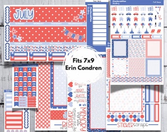 JULY '25 LIBERTY Monthly Sticker Kit for Erin Condren 7x9 LifePlanner | Month View | Dashboard | Notes Page