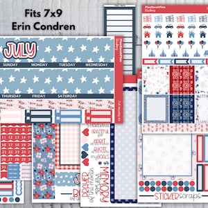 7x9 July 2024 FREEDOM Monthly Sticker Kit for EC LifePlanner | Month View | Dashboard | Notes Page