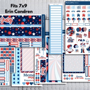 7x9 July &#39;23 Freedom Monthly Sticker Kit for EC LifePlanner | Month View | Dashboard | Notes Page