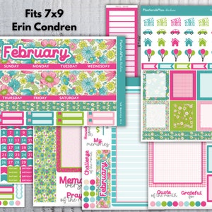 7x9 February Bouquet Monthly Sticker Kit for EC Lifeplanner | Month ...