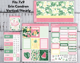 Vertical/Hourly TROPICAL GETAWAY Sticker Kit for EC 7x9 LifePlanner