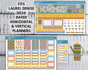 NOVEMBER '24 TEA TIME Sticker Kit for Laurel Denise 2024 Dated Horizontal and Vertical Planner Month View