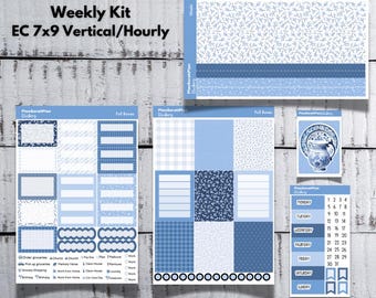 Vertical/Hourly DELFT POTTERY Sticker Kit for Erin Condren 7x9 LifePlanner