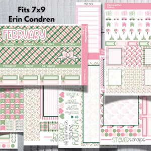 7x9 FEBRUARY Monthly 2025 Preppy Planner Kit for Erin Condren LifePlanner | Month View | Dashboard | Notes Page