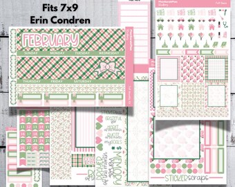FEBRUARY '25 PREPPY PLANNER Kit for Erin Condren 7x9 LifePlanner | Month View | Dashboard | Notes Page