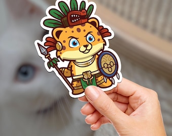 Mayan Jaguar Warrior Sticker: Waterproof Vinyl Decal