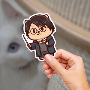 Cute Wizardry Kitty Cat / Water Bottle Sticker / Journaling / Scrapbooking / Vinyl Sticker / Laptop / Phone / Waterproof / Witchcraft