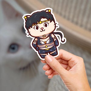 Cute Anime Kitty Cat / Water Bottle Sticker / Journaling / Scrapbooking / Vinyl Sticker / Laptop / Phone / Waterproof / Kawaii / Japanese