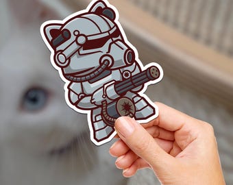 Power Armor Kitty Vinyl Sticker: Waterproof Cat Lover Decal