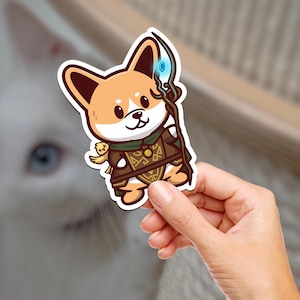 Corgis Druide / Dungeons and Dragons / Hund / Hydroflask / Journaling / Scrapbooking / Vinyl-Aufkleber / Laptop / Telefon / Wasserdicht