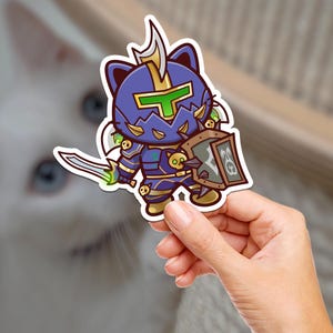 Tier 2 Warrior Kitty / World of Warcraft / Cat / Hydroflask / Journaling / Scrapbooking / Vinyl Sticker / Laptop / Phone / Waterproof