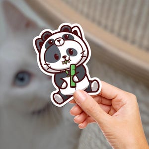 Panda Kitty / Katze Aufkleber / Vinyl Aufkleber / Wasserflasche Aufkleber / Journaling / Scrapbooking / Vinyl Aufkleber / Laptop / Telefon / Wasserdicht