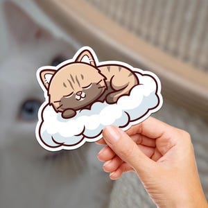 Sleeping Cloud Kitty / Cat / Hydroflask / Journaling / Scrapbooking / Vinyl Sticker / Laptop / Phone / Waterproof / Water Bottle Stickers