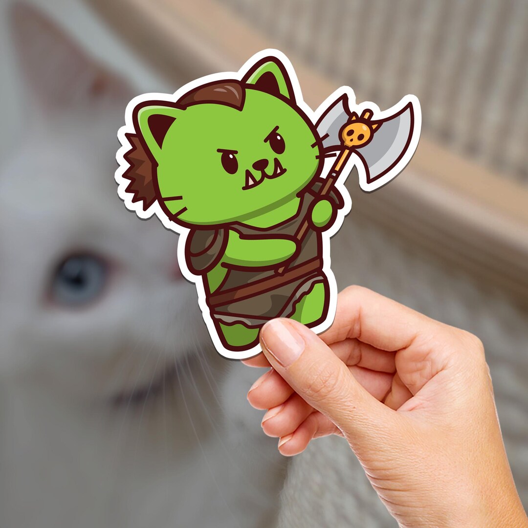 Orc Kitty Vinyl Sticker: Dungeons and Dragons Waterproof Decal - Etsy