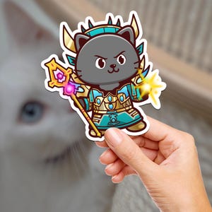 Kitty de padre de nível 2 / World of Warcraft / Gato / Adesivo de hidrofrasco / Diário / Scrapbooking / Adesivo de vinil / Laptop / Telefone / À prova d'água