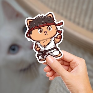 Fighter Kitty Cat / Videospiel-Kämpfer / Katzenaufkleber / Vinyl-Aufkleber / Wasserflaschenaufkleber / Journaling / Scrapbooking / Wasserdicht