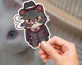 Mafia Cat Vinyl Sticker: Waterproof Laptop Decal