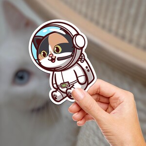 Astronauta Explorer Kitty / Gato / Diário / Scrapbooking / Adesivo de vinil / Laptop / Telefone / À prova d'água / Adesivos para garrafas de água