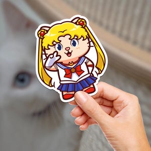 Cute Anime Kitty Cat / Water Bottle Sticker / Journaling / Scrapbooking / Vinyl Sticker / Laptop / Phone / Waterproof / Kawaii / Japanese