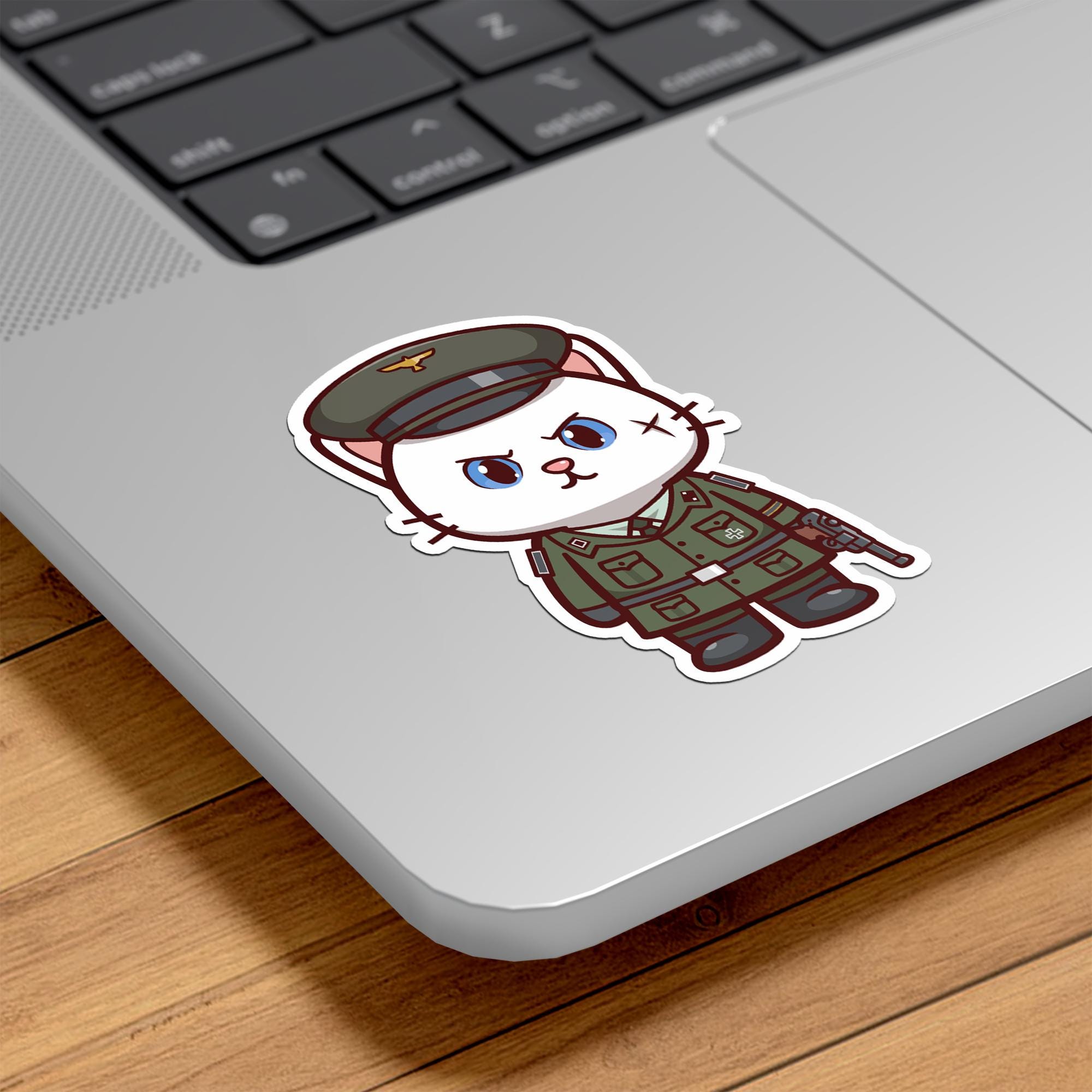 Luger Sticker WWII German Officer Luger Kitty Cat Vinyl Sticker: Waterproof Laptop ...