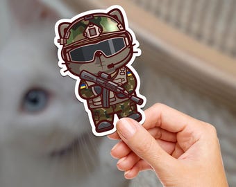 Pegatina de gatito de las Fuerzas Especiales de Ucrania - Vinilo impermeable