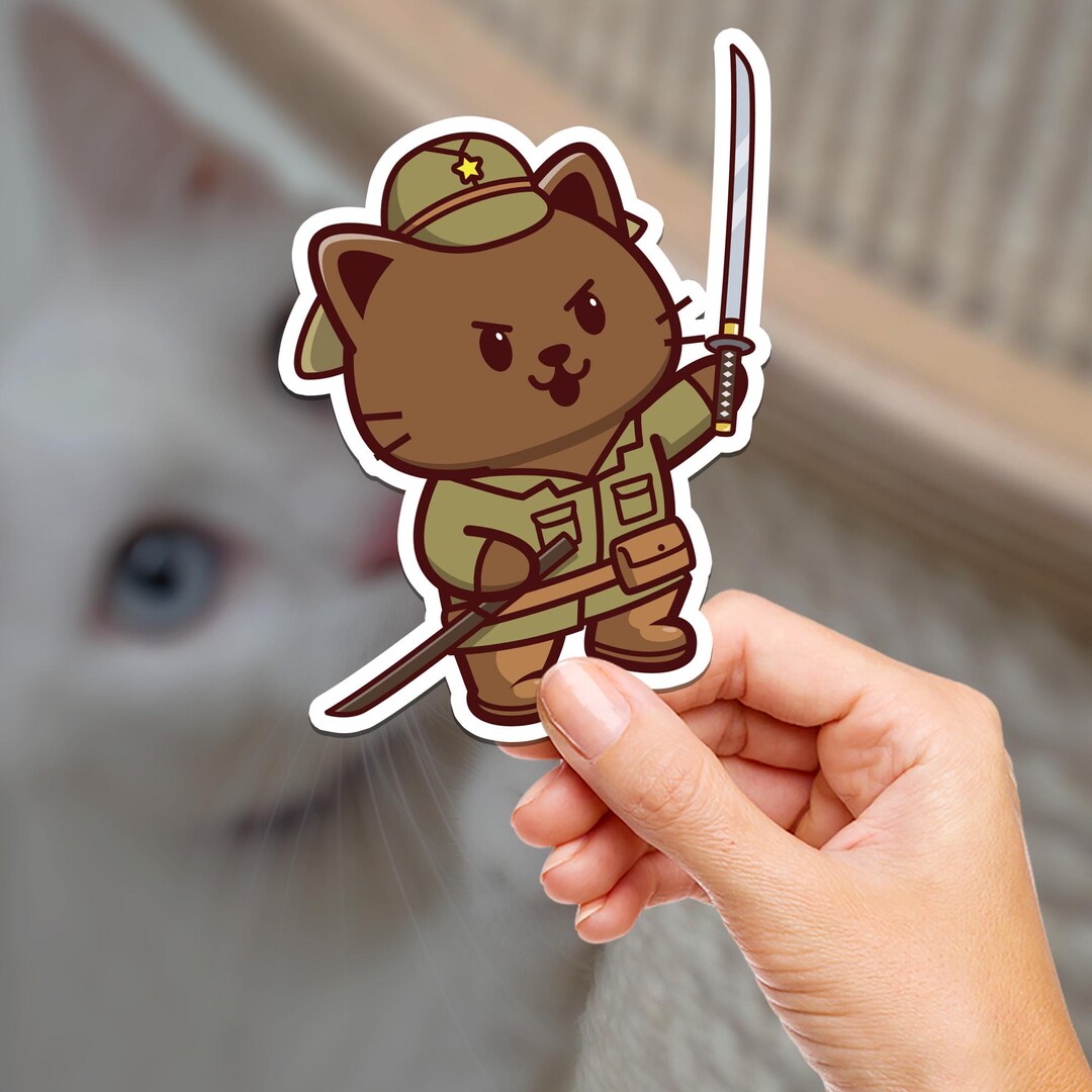 Japanese WWII Kitty W/ Katana / Cat Stickers / Vinyl / Journaling ...