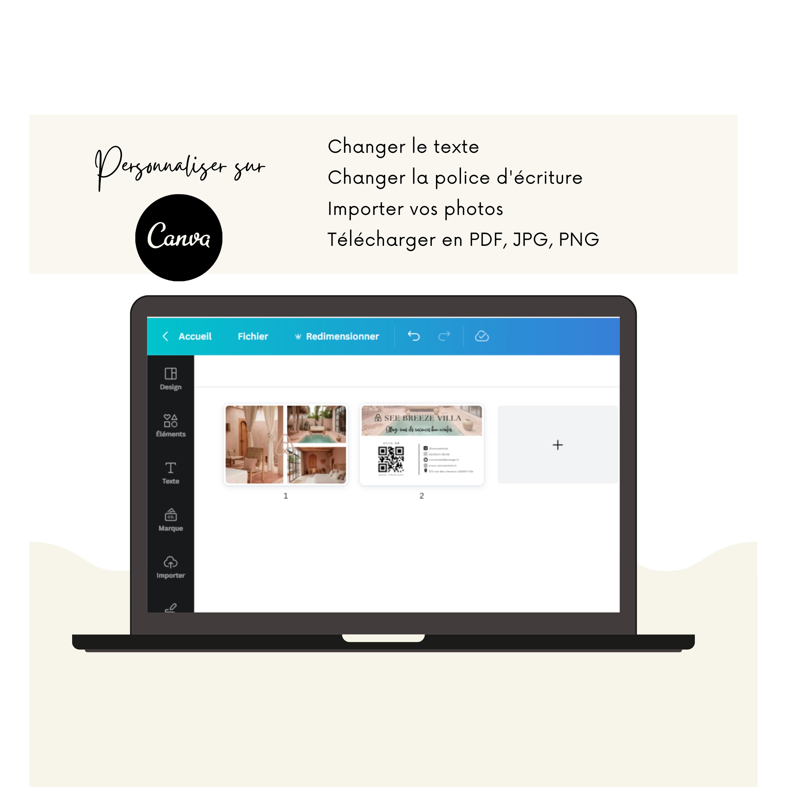 AIRBNB Carte de visite Airbnb location saisonnière avec emplacement QR code, pour une